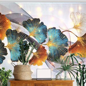 Modern Print Artwork; Boho Floral Leaves Large Tapestry Wall Hanging; Bohemian